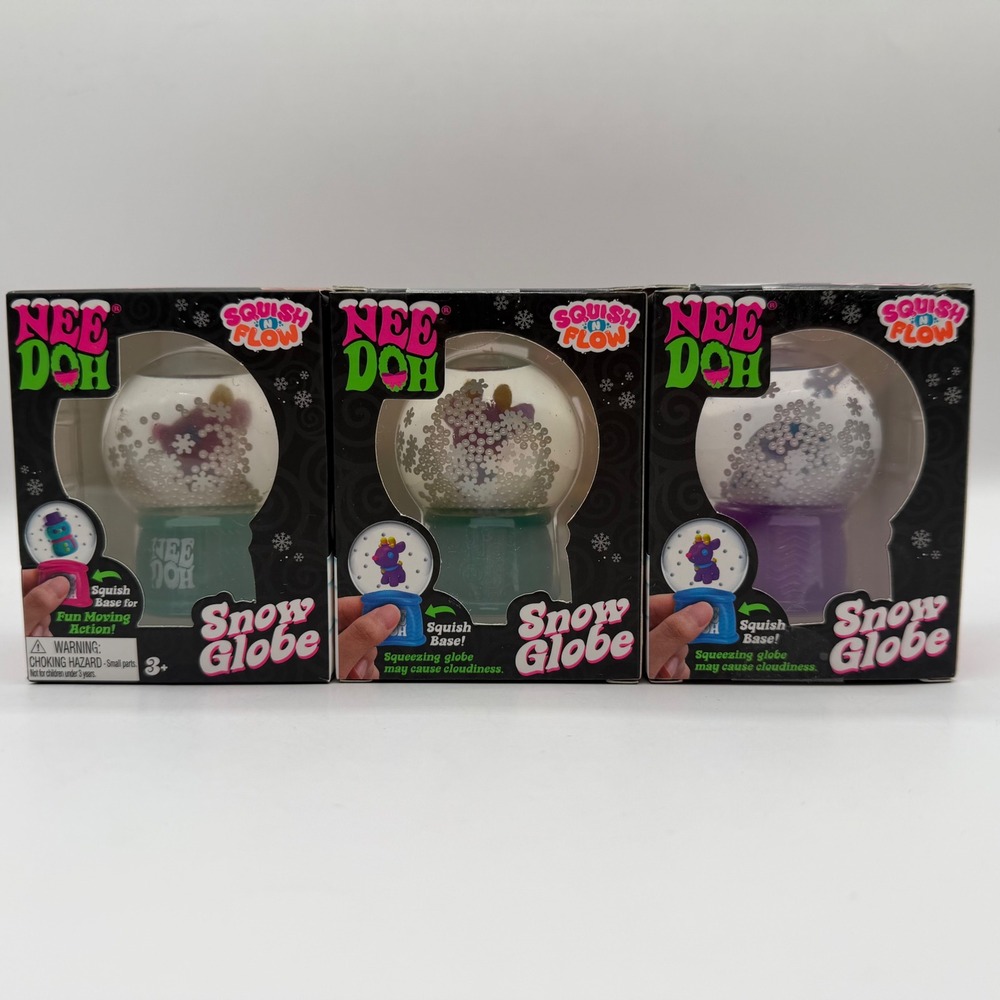 NeeDoh Squish N Flow Snow Globe Fidget Toy Set Rudy Penny Groovy 3 Pack NEW